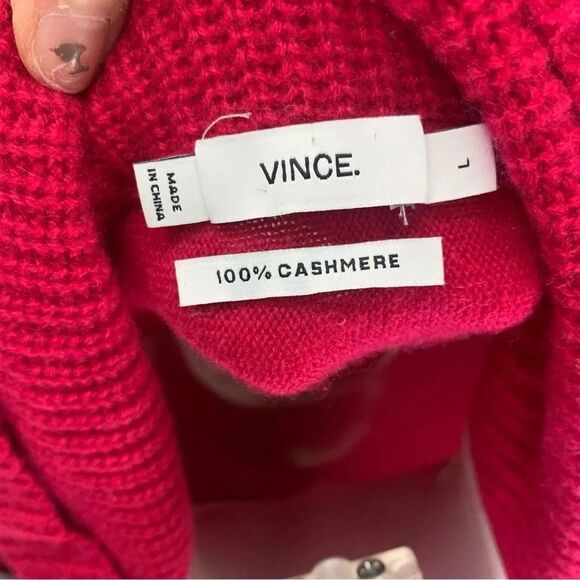 Vince 100% Cashmere Oversized Cowl Neck Sweater size Large Hot Pink - Picture 3 of 7